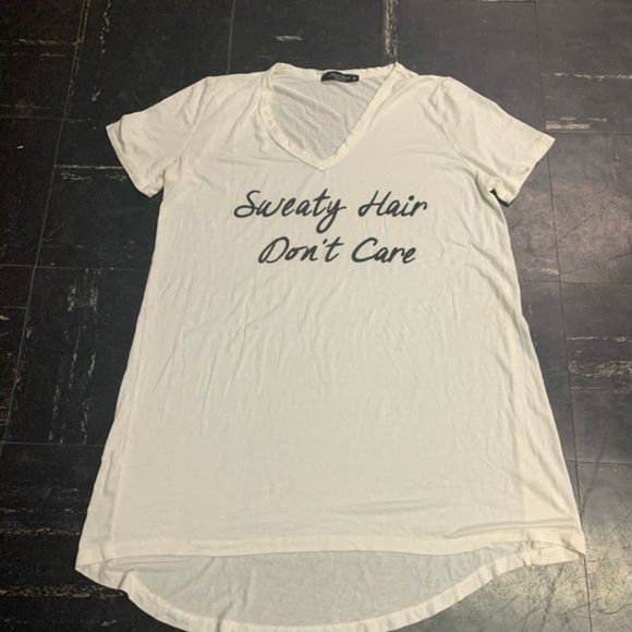 White Sweaty Hair Don’t Care Tunic Top - Picture 2 of 4